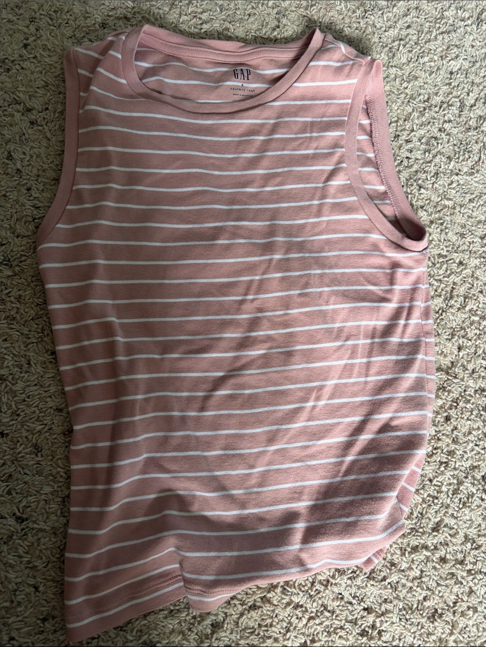 GAP Striped Pink and White Sleeveless Tank